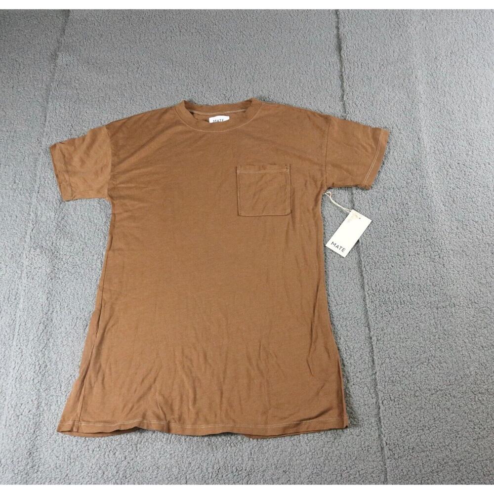 New Mate The Label Dress Xs Brown Tencel Sleep Tee Dress Organic One Pocket